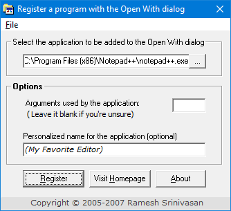 невозможно добавить программу для открытия с помощью меню в Windows [утилита OpenWithAdd]